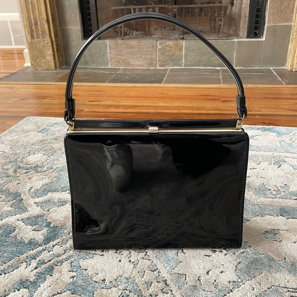 COPY - Vintage 60’s MOD Kelly Bag Black Patent Leather Theodor Handbag